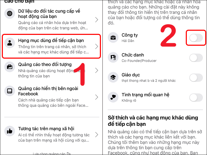 Tắt các thông tin trên trang cá nhân để ngăn hiển thị quảng cáo